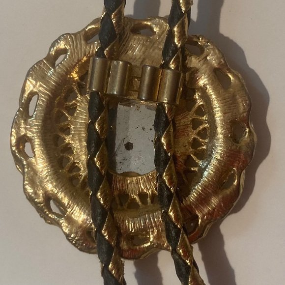 Vintage Metal Bolo Tie, Brass, Paternal Order Of Eagles, Club, Lodge, Nice Spark - Picture 2 of 6